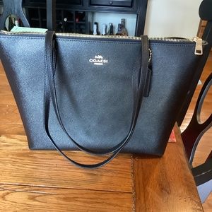 Black Leather Coach tote